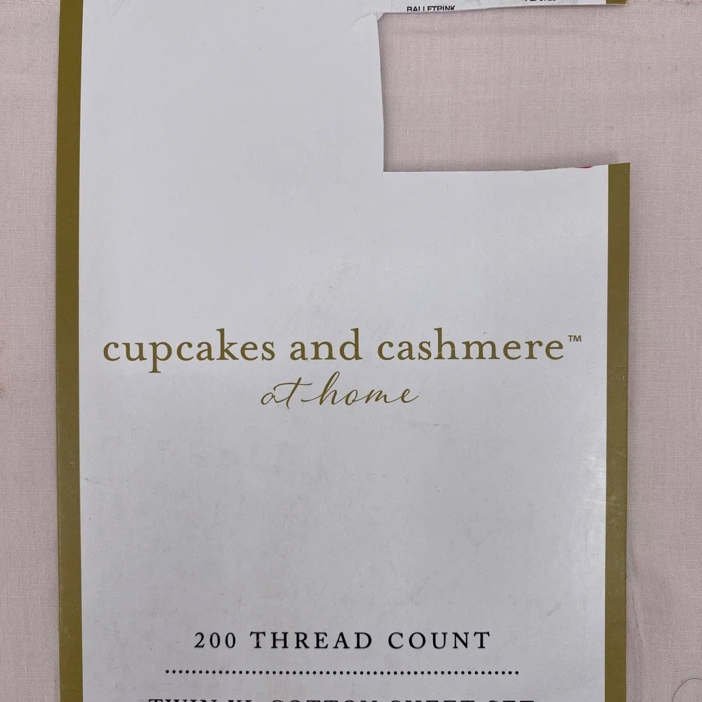 Cupcakes and Cashmere Sheet Set Twin XL Ballet Pink 200TC Cotton 3pc Deep Pocket